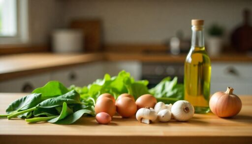 ingredientes tortilla de espinacas y chapiñones