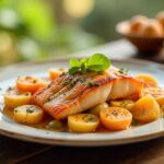 Salmón al Horno con Espárragos y Patatas